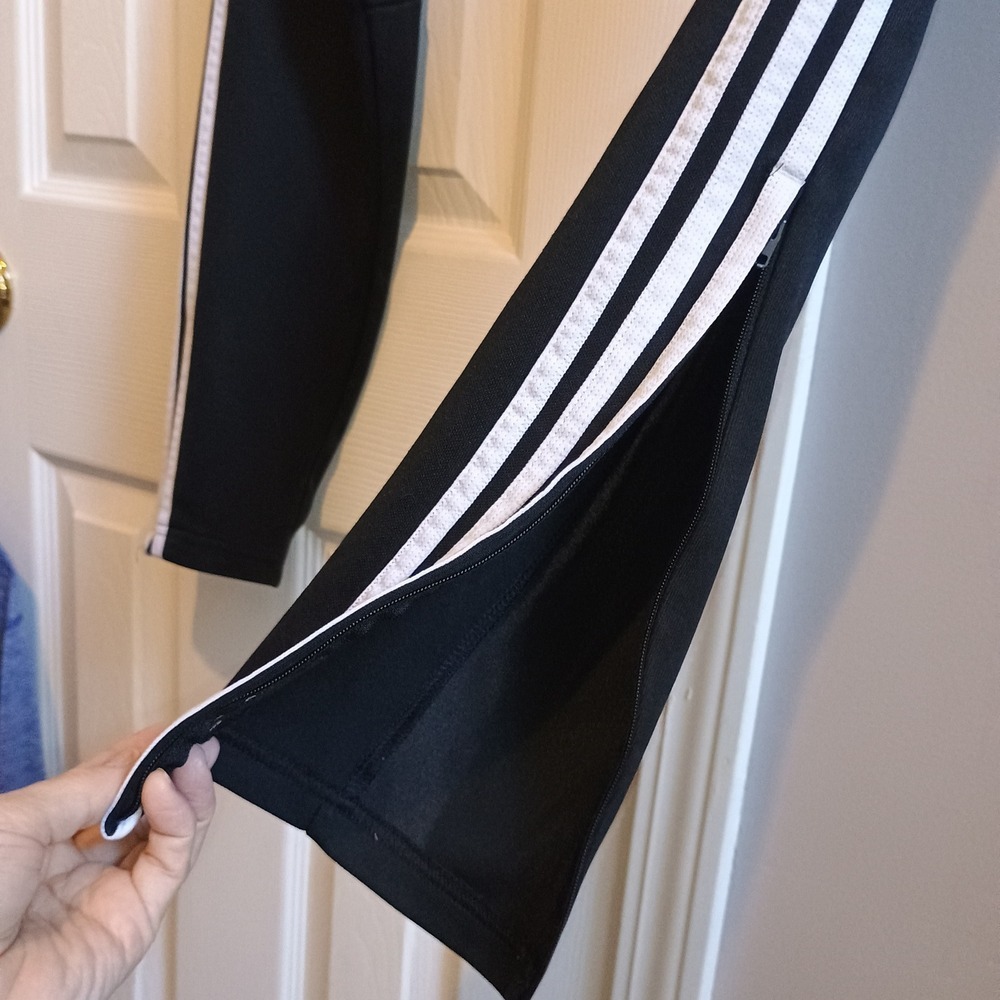 Adidas ClimaCool Athletic Track Pants Black White Stripes Joggers Mens Size S - Picture 3 of 16